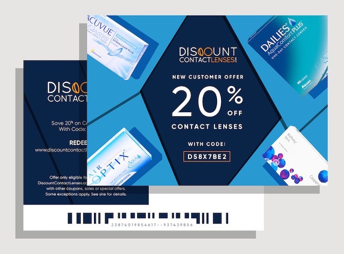 An example of a postcard with a 20% discount code.