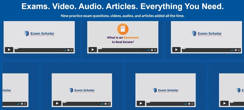 Example of Real Estate Exam Scholar exam audios and videos