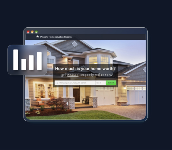 Example of Real Geeks home valuation landing page with home valuation tool.