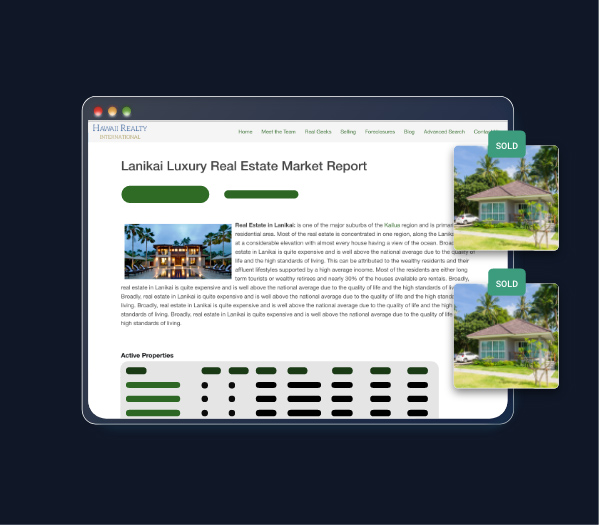 Example of Real Geeks market report landing page with "Sold" listings.