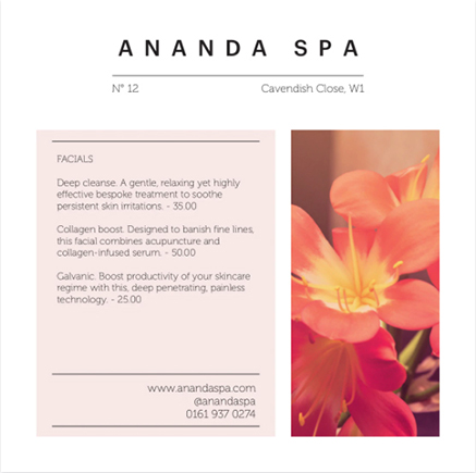Spa flyer template with a service menu