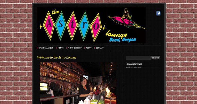 Screenshot of The Astro Lounge Website home page.