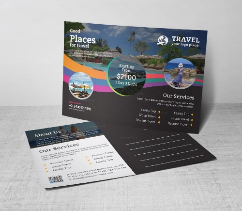 Example of postcards for a travel agency