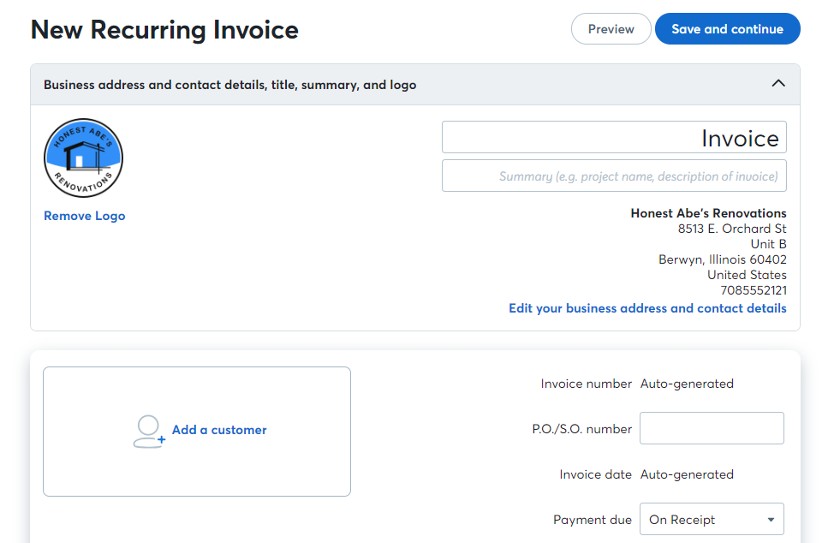 Creating a recurring invoice in Wave