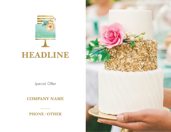 A postcard template for wedding cake bakeries