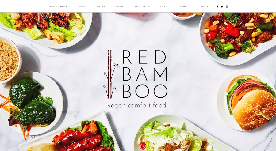An example of a small business restaurant website made with Wix