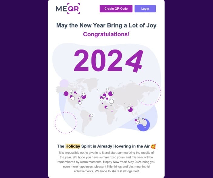An email from the platform MEQR with a new year greeting.
