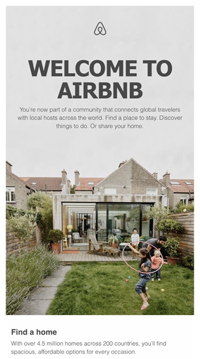 Welcome email from Airbnb