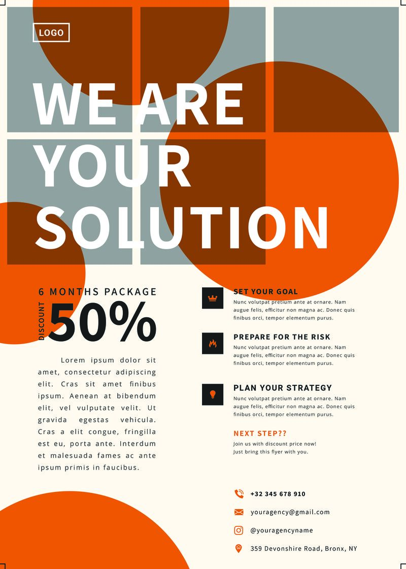 A business flyer with the copy "We are your solution.