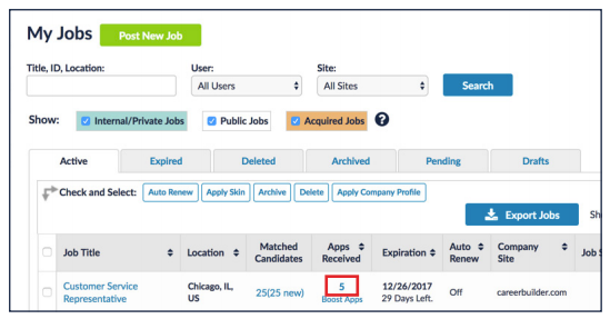 my jobs candidate profile dashboard