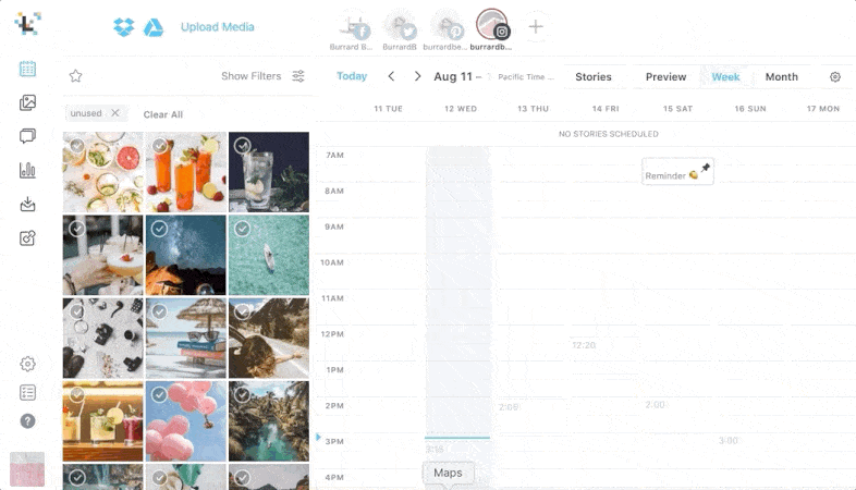 A GIF showing how to add a social profile to a calendar