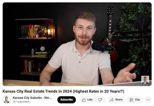 YouTube video titled "Kansas City Real Estate Trends in 2024"
