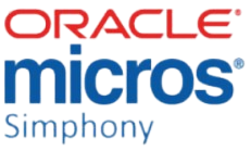 Red and blue Oracle micros Simphony logo.