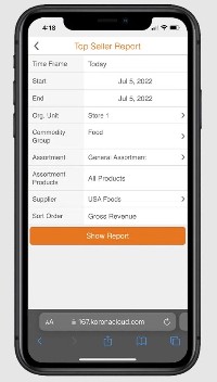 Smartphone displaying the KORONA POS inventory app.
