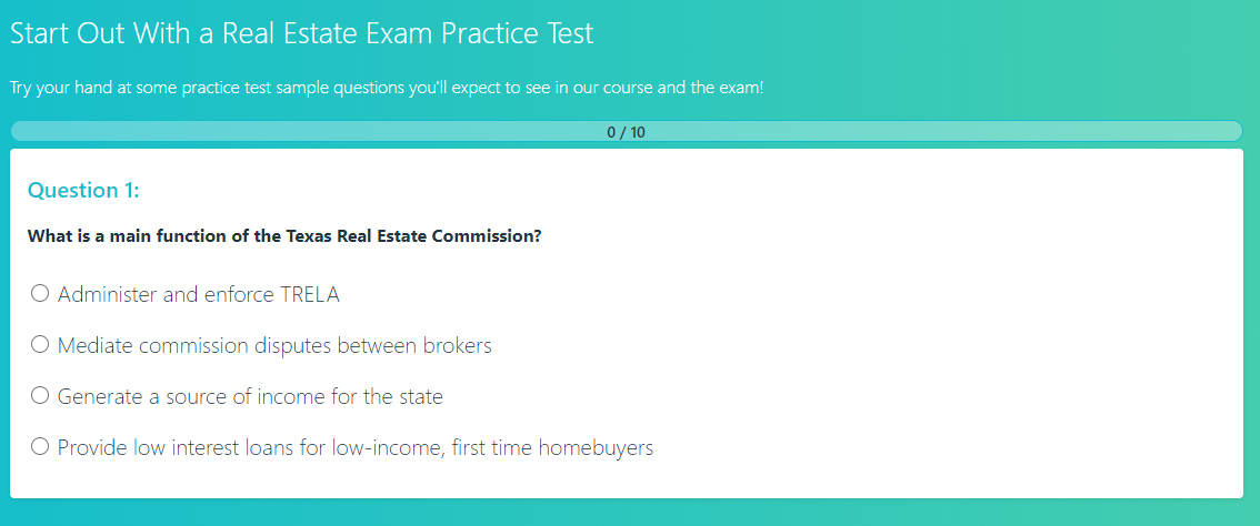 Aceable Agent real estate exam practice test question no. 1.
