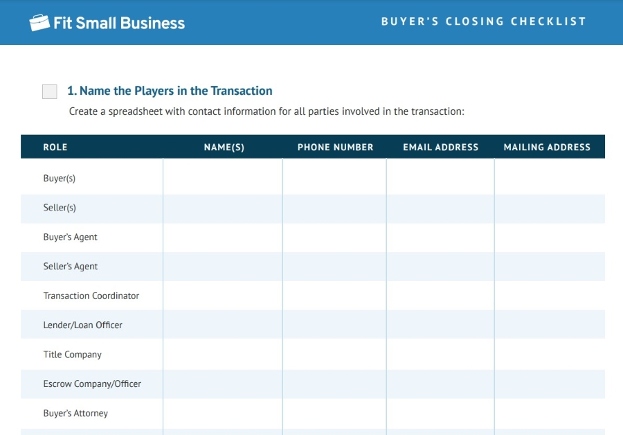 Preview of Buyer’s closing checklist