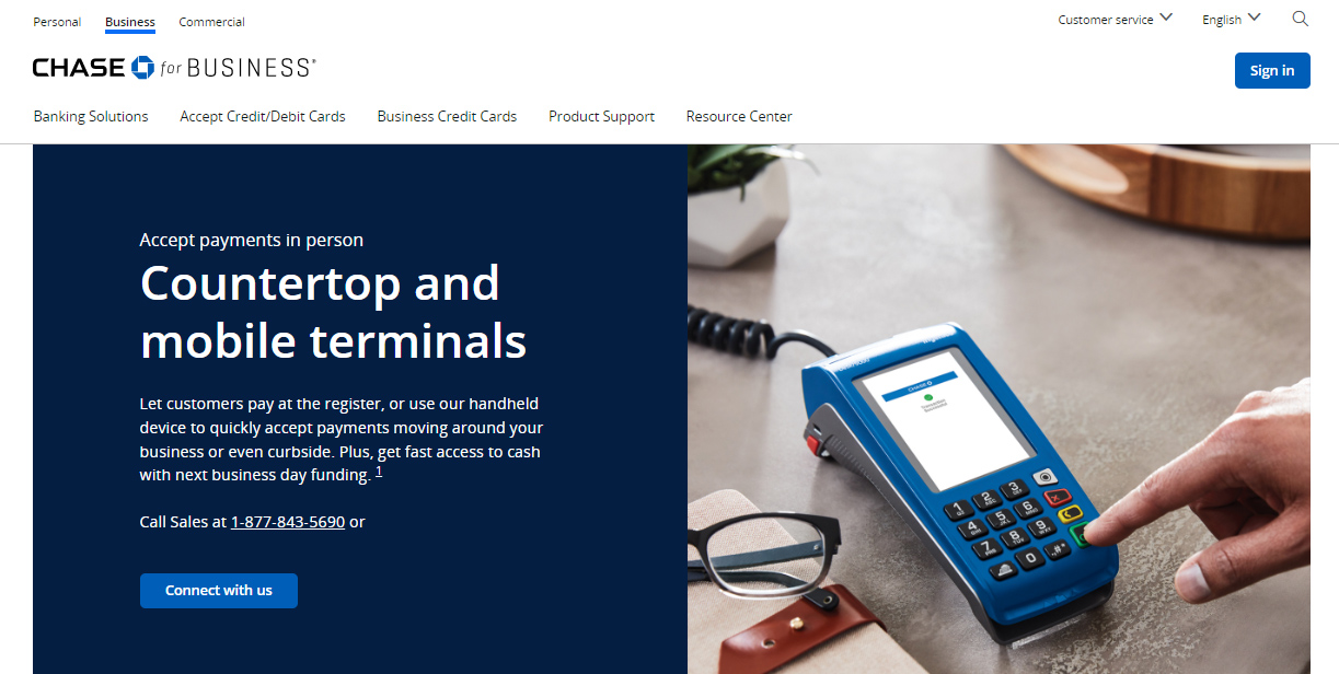 Chase signup page for traditional terminals.