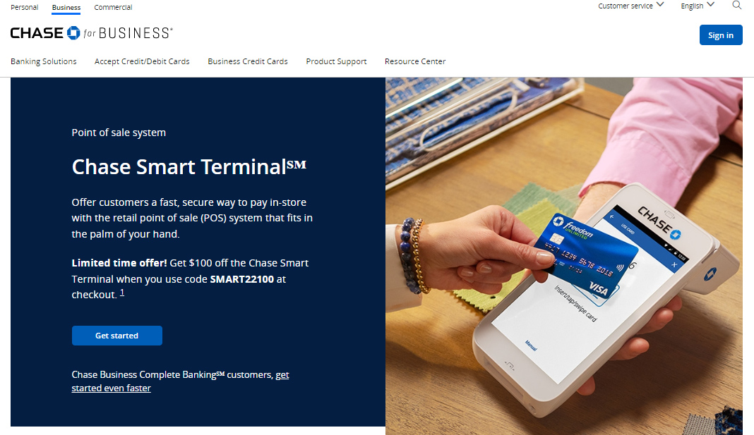 Chase signup page for Smart Terminal.