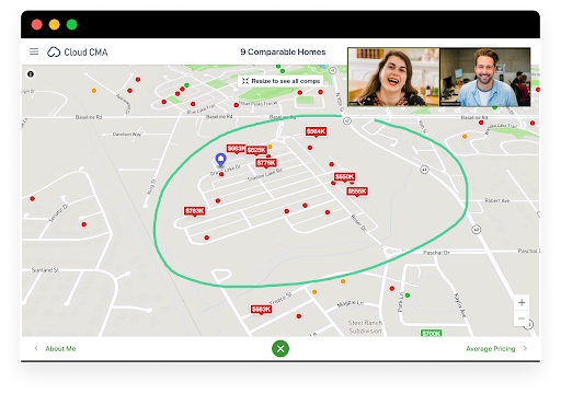 Screenshot of a interactive presentation including area map and attendee image in upper right of screen