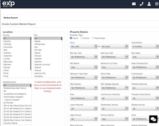 Real Geeks custom market report landing page example on an Exp Realty agent's website