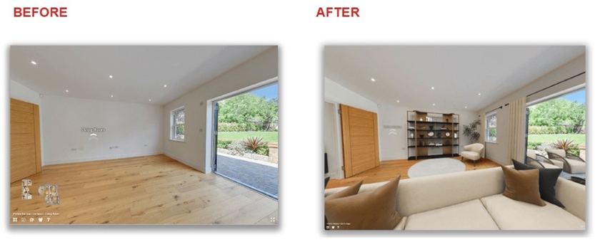 Example of EyeSpye360 virtual staging before and after images