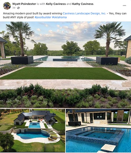 Facebook post highlighting the work of a local pool builder