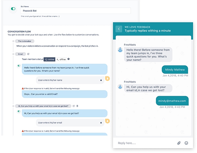 Creating chat bot conversation in Freshsales