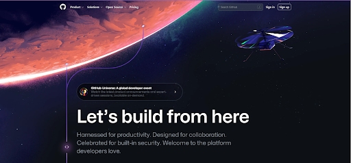 Github website with Space-themed color scheme