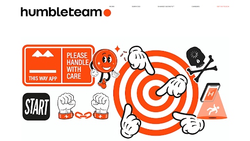 Humbleteam website with orange color scheme