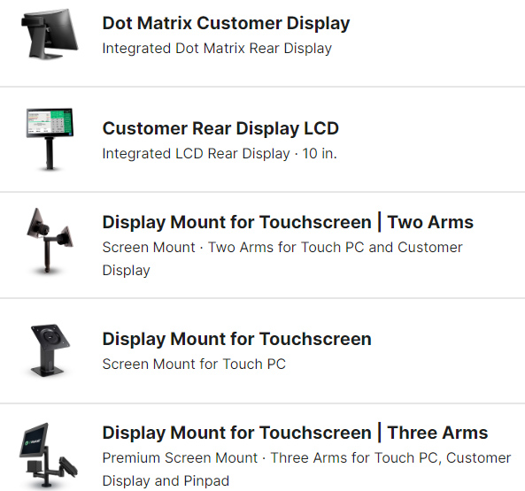 IT retail list of countertop POS customer display.