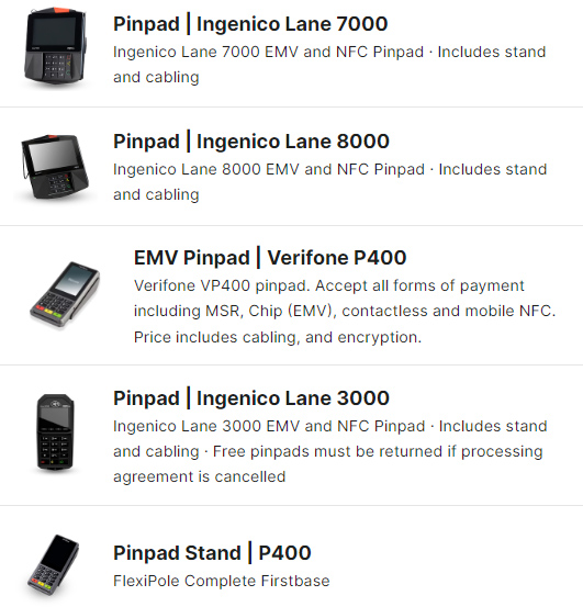 IT retail list of countertop PINpads.