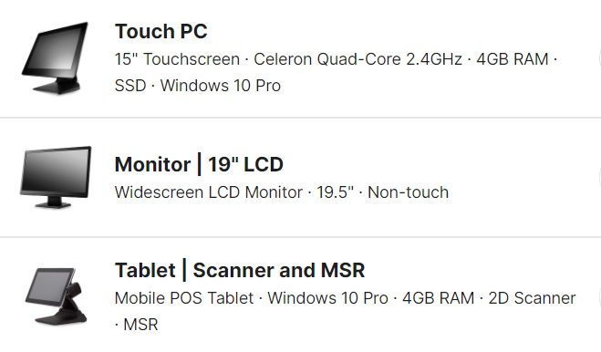 IT retail list of countertop POS cashier facing display.