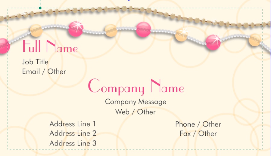 A template of a jewelry store business card design