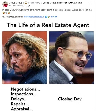 Life of a real estate agent meme with Johnny Depp