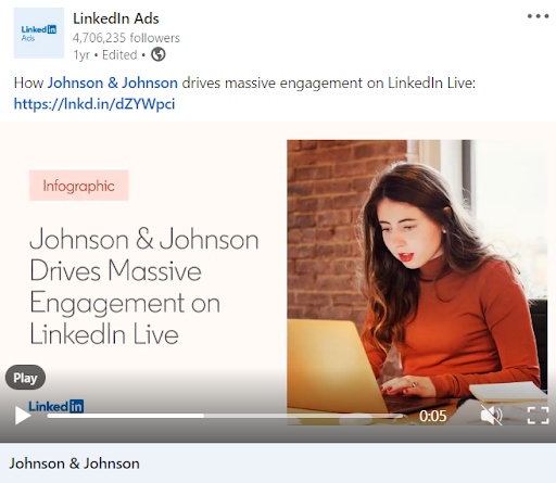 LinkedIn post of video with woman sitting in front of computer next to text box