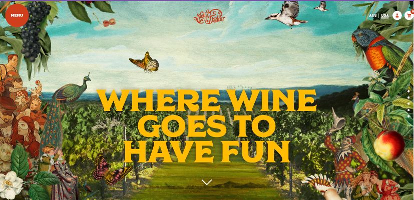 Mollydooker Wines website with green website color scheme