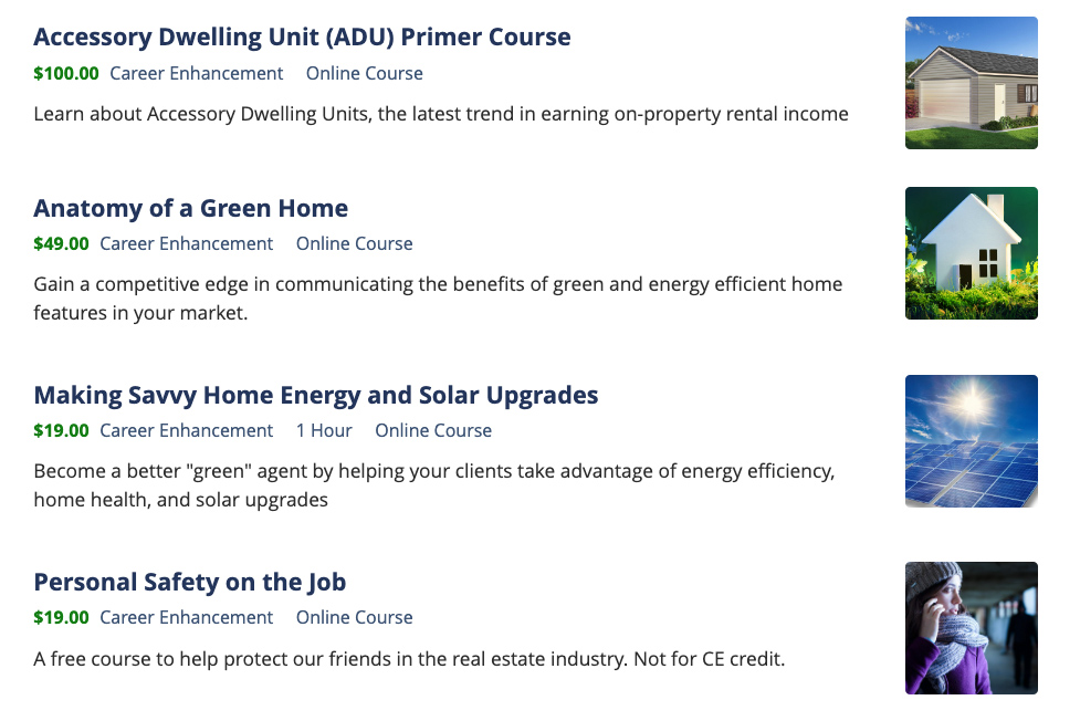 OnlineEd's professional development course topics.