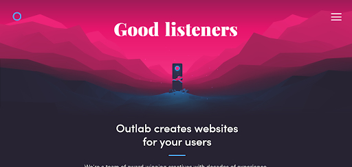 Outlab Website with Pink and Deep Purple Color Scheme