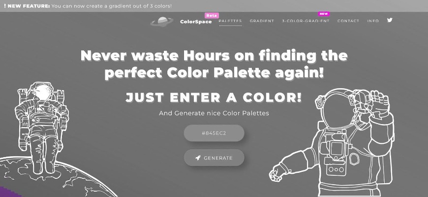 Pink accent color on Colorspace website