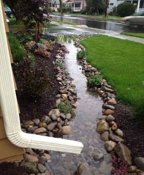 Rainscaping into a shallow water way