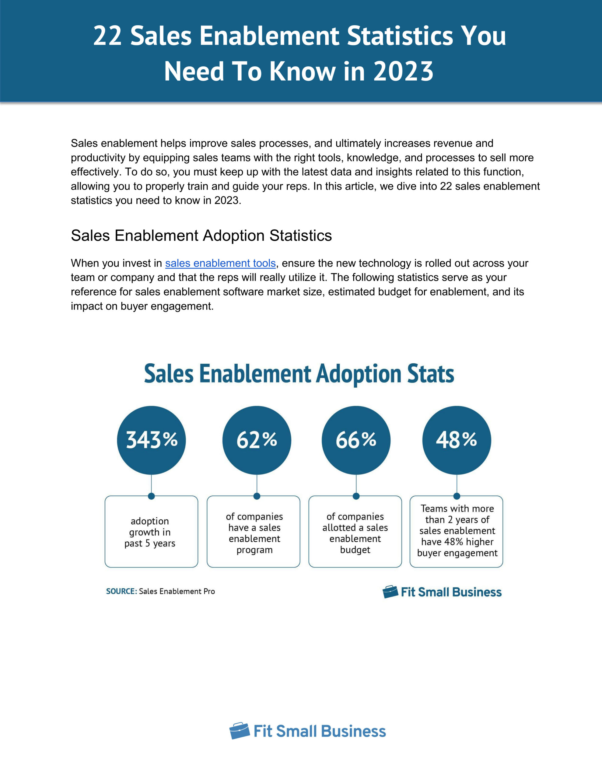 Screenshot of Sales Enablement Statistics