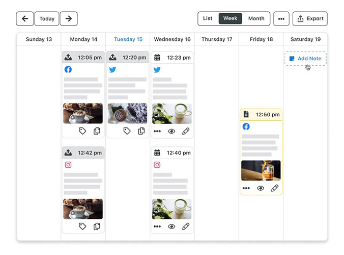 Image of Sprout Social scheduling tool and calendar.