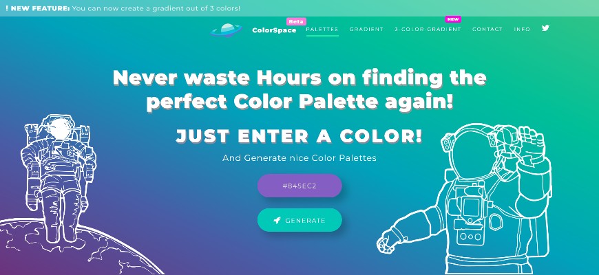 Three-color Gradient Website Color Scheme by Colorspace