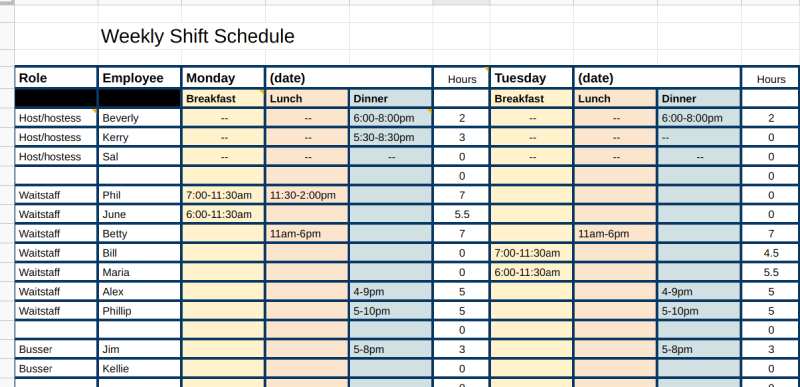 Shift schedule template in excel.