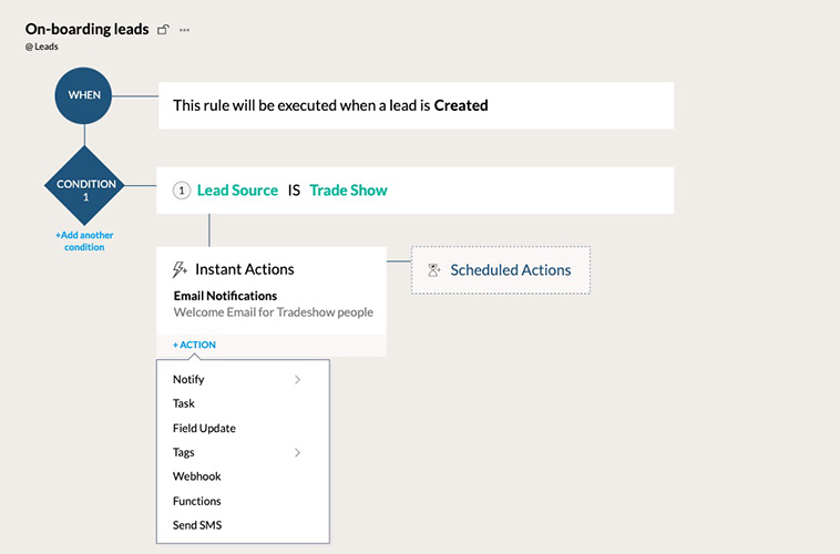 Creating a lead workflow automation in Zoho CRM