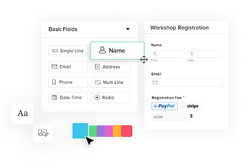 Basic form fields and color scale on form builder