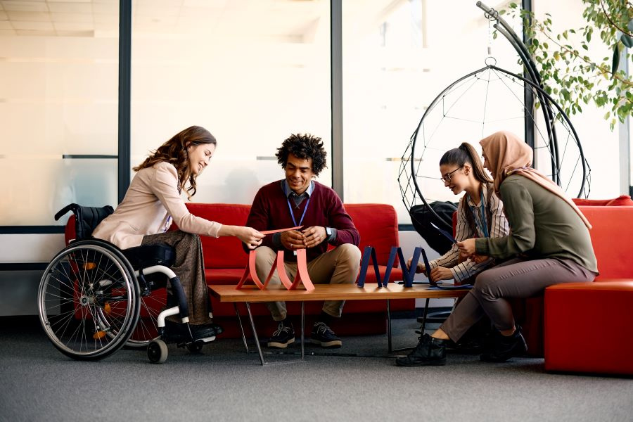 Group of diverse individuals working together.