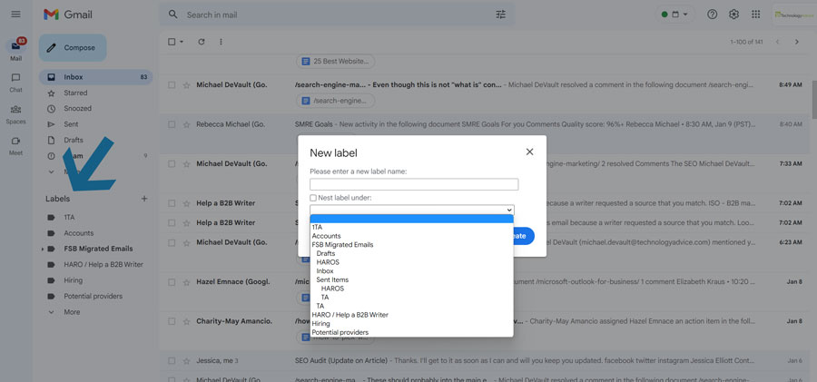 How to add labels to organize emails in Gmail
