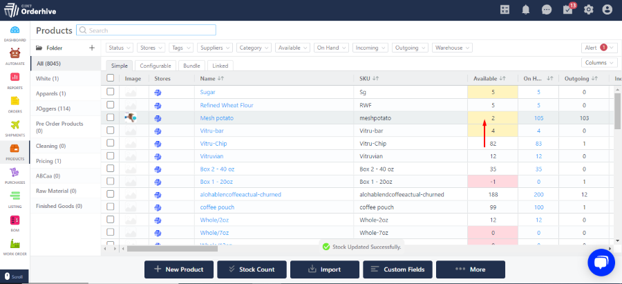Cin 7 Orderhive screenshot showing purchase order creation.