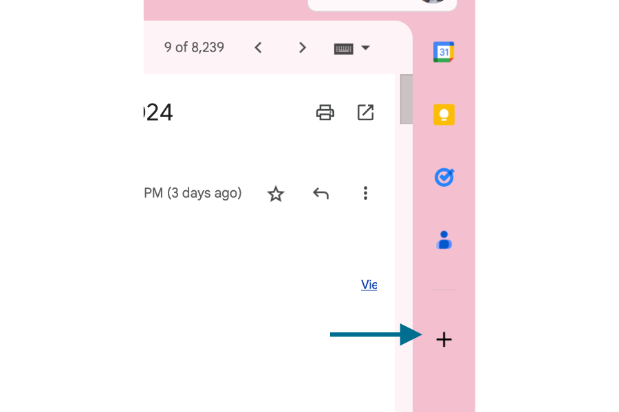 The "+" icon on the right-hand menu bar in your inbox to add new apps.